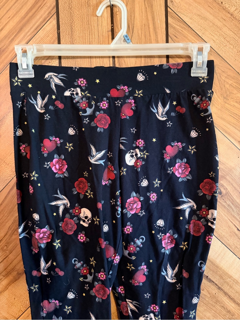 Torrid Womens Large Size 0 Tattoo Print Leggings Skull Rose Swallow Star Anchor - Picture 3 of 8